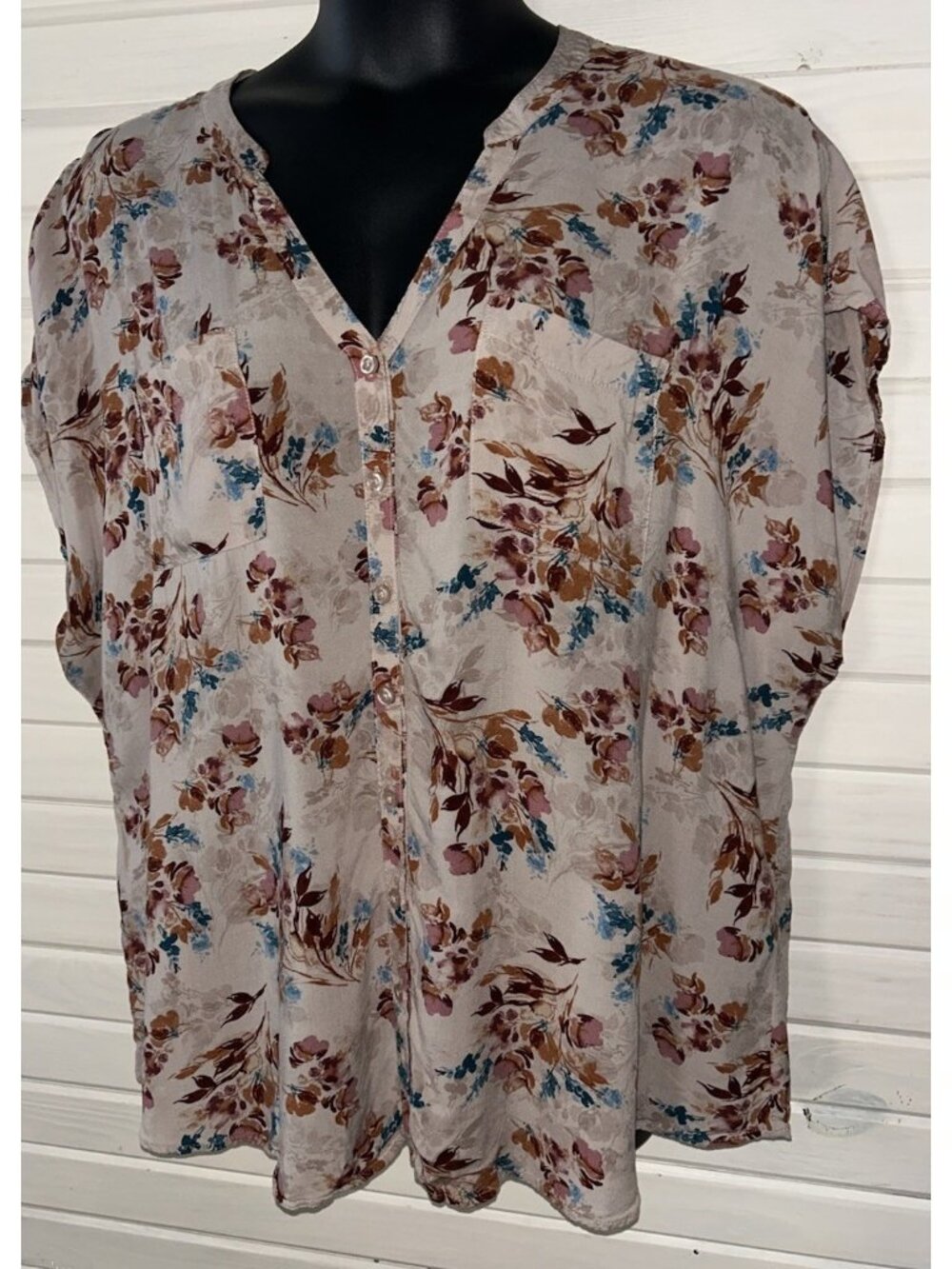 Torrid Sz PLUS 3 3X Dusty Pink Floral Challis Top Dolman Sleeve Blouse EUC